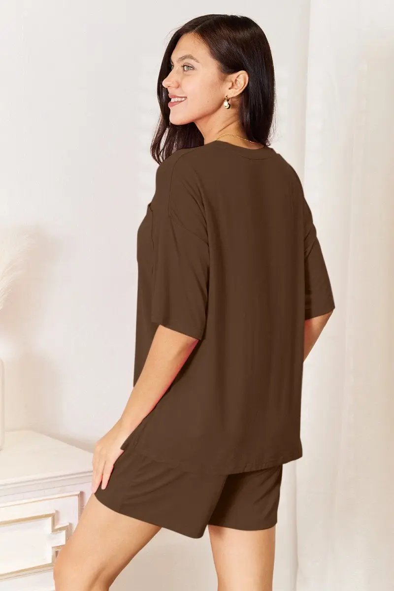 Basic Bae Full Size Soft Rayon Half Sleeve Top and Shorts Set - Love Salve